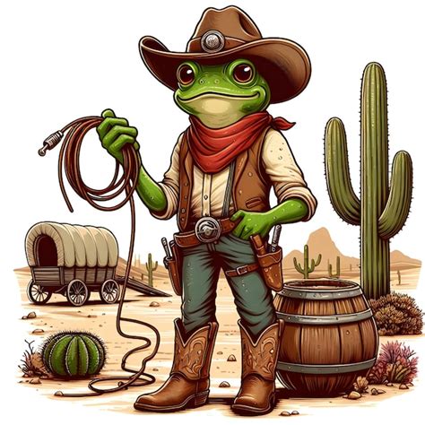 Premium Ai Image Cowboy Frog