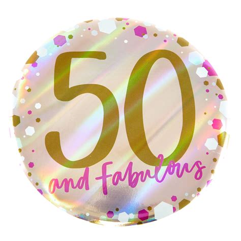 Buy Giant 50th Birthday Badge Pink For Gbp 099 Card Factory Uk