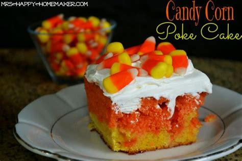 Candy Corn Poke Cake Mrs Happy Homemaker Halloween Desserts Desserts Holiday Desserts