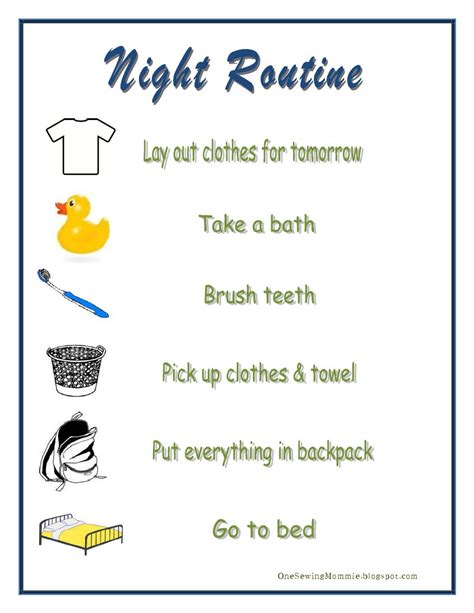 One Sewing Mommie: Schools In: Night and Morning Routine Printables