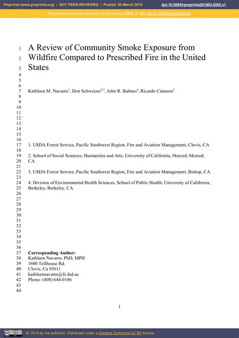 Pdf A Review Of Community Smoke Exposure From Wildfire Compared To