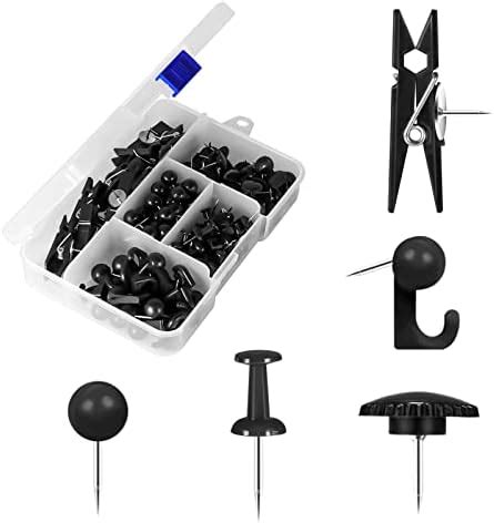 Amazon Pcs Push Pins Set Types Black Thumb Tacks For Cork