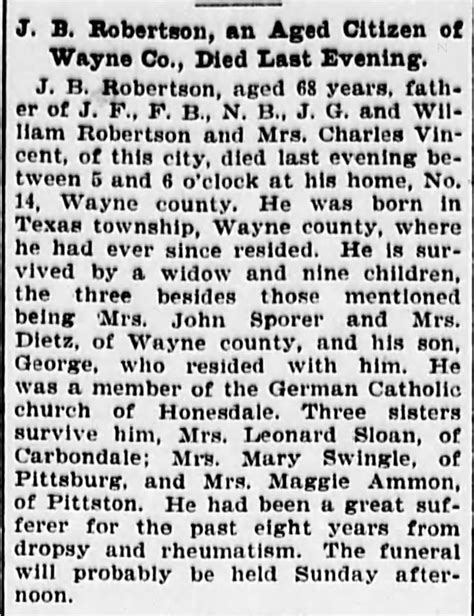 1900 Obituary J B Robertson Robinson ™