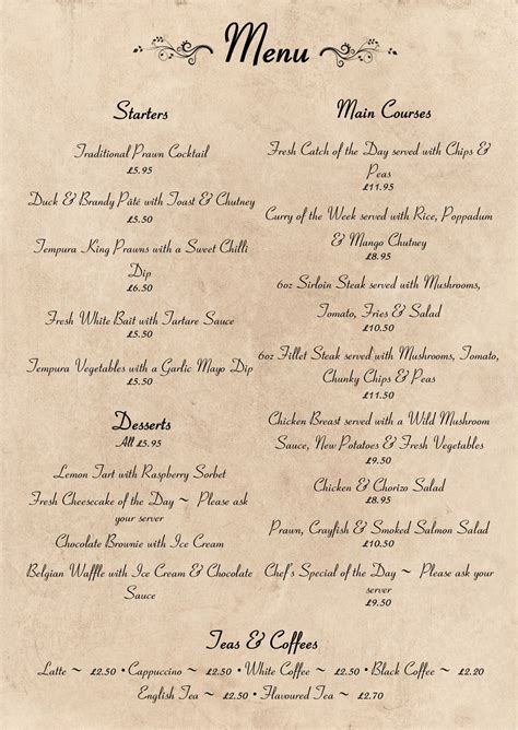 Restaurant Menu The Colchester Officers ClubThe Colchester Officers