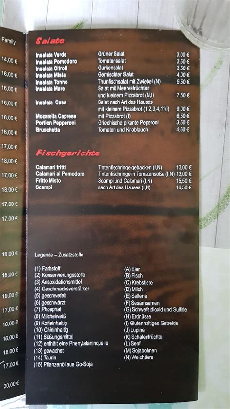 Speisekarte von Pizzeria Santa Lucia Weißenhorn Weißenhorn