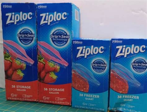 X4 Ziploc Quart Gallon Food Storage Freezer Bags Grip N Seal Technology Ebay