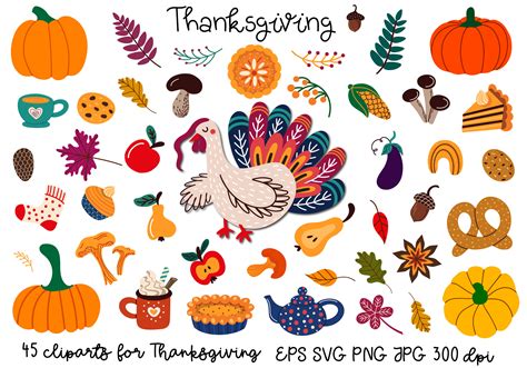 Thanksgiving Clipart Bundle Graphic by Art's and Patterns · Creative ...