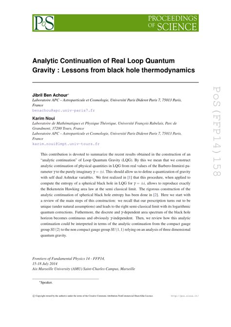 (PDF) Analytical continuation of black hole entropy in Loop Quantum Gravity: Lessons from black ...