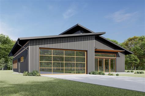 Modern Barndominium Plan Under 2000 Square Feet With Vaulted Great Room