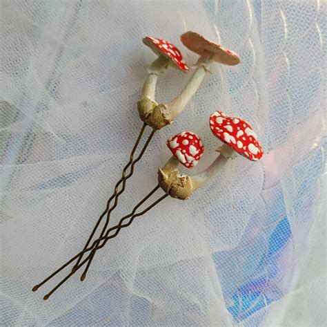 Mushroomcore Handmade Realistic Fly Agaric Mushroom Hair Pins Etsy