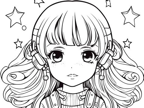 Colorful Kawaii Girl Illustration Coloring Page