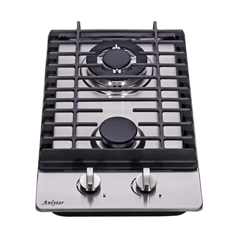 Anlyter 12 Inch Gas Cooktop 2 Burners Built In Gas Stovetop Stainless