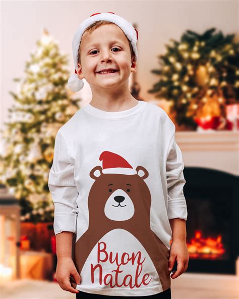 Set Coordinato Maglia Pigiama Natalizia Per Famiglia Buon Natale Con