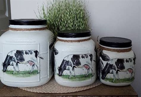 Cow Canister Set Cow Canisters Cow Kitchen Canisters Cow Etsy