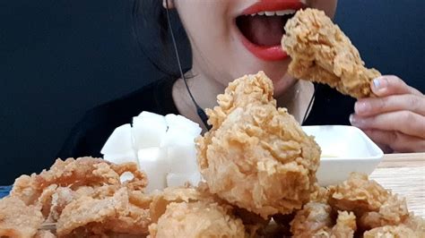 Asmr Fried Chicken🍗 Chicken Skin 비비큐 황금올리브 닭다리닭껍질튀김eating Sounds No