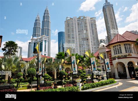 view   skyline  kuala lumpur   petronas tower stock photo