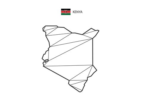 Mosaic Triangles Map Style Of Kenya Isolated On A White Background