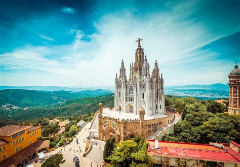 Tibidabo Church On Mountain In Barcelona Stock Image Image Of Catalan