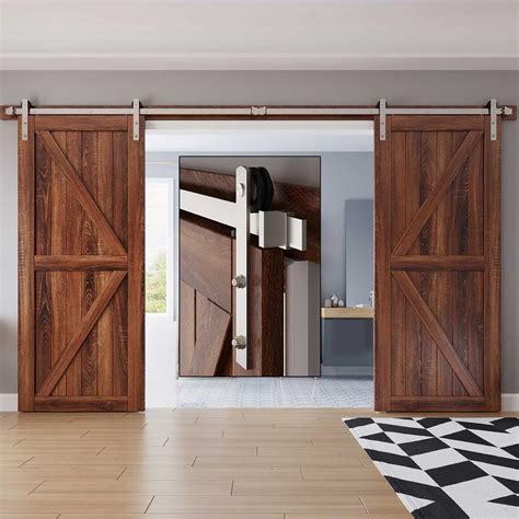 Amazon Easelife Ft Brushed Nickel Double Sliding Barn Door