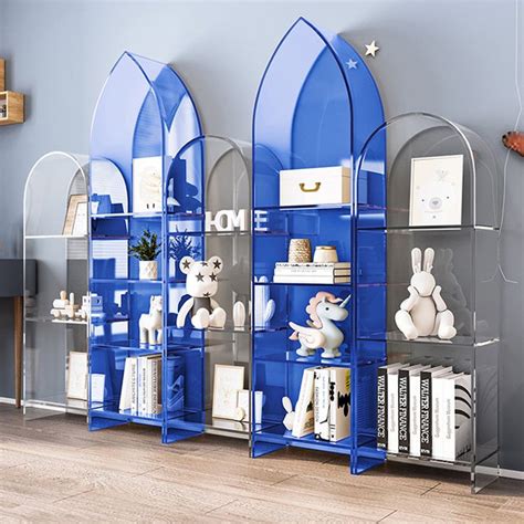 Glam Closed Back Bookshelf Standard Acrylic Bookcase With Shelves In