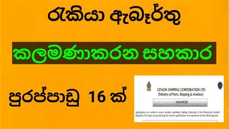 Government Job Vacancy 2024 Sri Lanka රැකියා ඇබෑර්තු