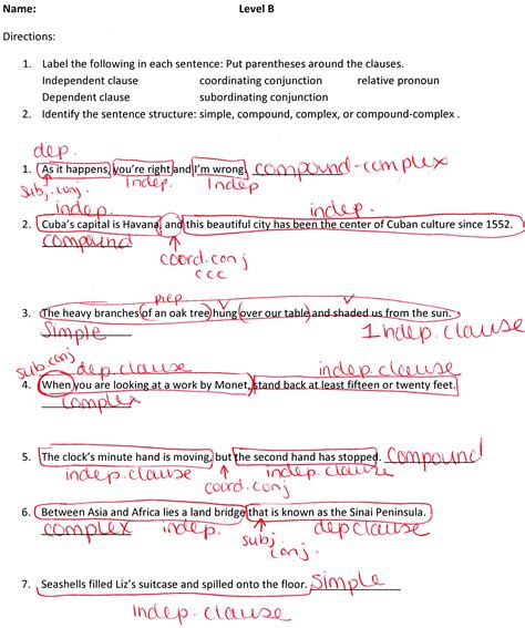 Sentence Types Worksheet With Answers