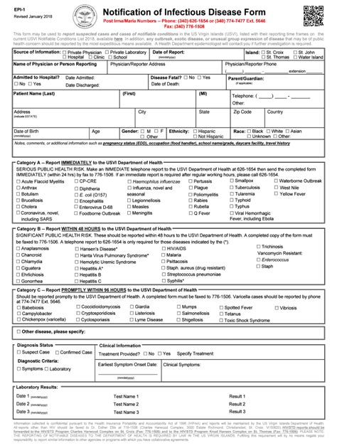 Fillable Online 1 Notification Of Infectious Disease Form Fax Email