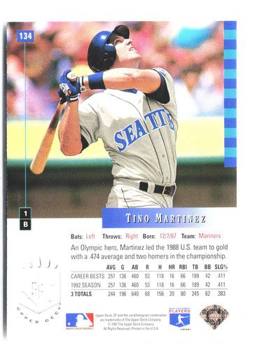 Sp Upper Deck Tino Martinez Seattle Mariners Mm Ebay