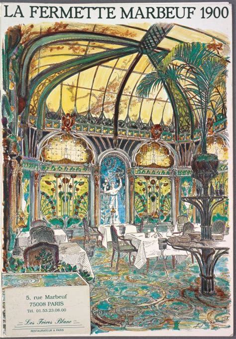 Menu La Fermette Marbeuf Restaurant Art Nouveau Paris Art