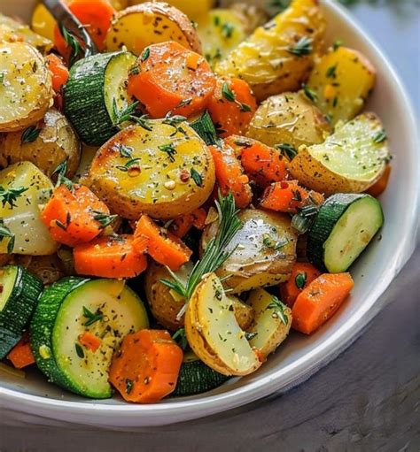 Garlic Herb Roasted Potatoes Carrots And Zucchini Recipe Useful Tips