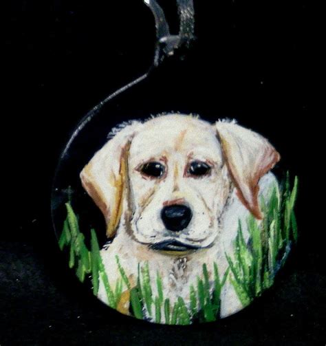 Labrador Retriever Painted On 3 34 Flat Ceramic Ornament Completed