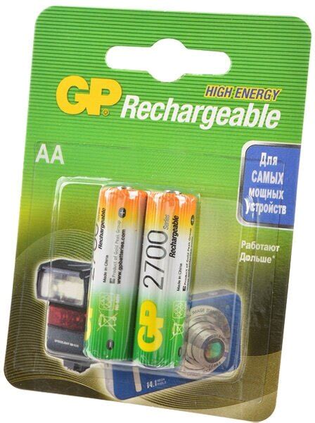 Аккумулятор Ni-Mh 2700 мА·ч 1.2 В GP Rechargeable 2700 Series AA, в ...