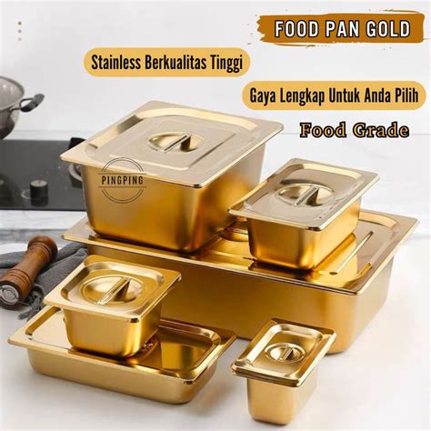 Jual Food Pan Stainless Gold Food Pan Wadah Makanan Stainless Steel