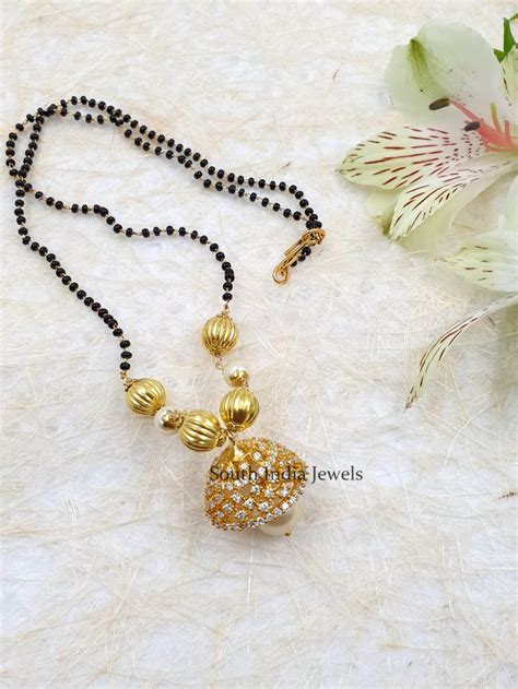 One Gram Gold Black Bead Mangalsuthra South India Jewels