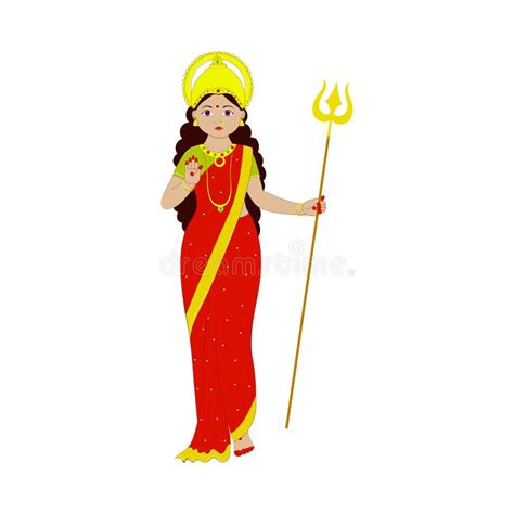 hindu mythology goddess  holding demon head  white stock