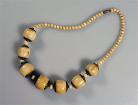 South Asian Bone Bead Necklace Large Bold Beads With Metal Etsy