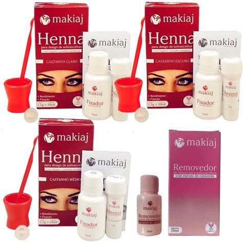 Kit Makiaj Sobrancelha Henna Alto Rendimento Completa Fixador E