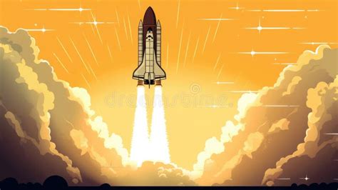 A Simple Illustration of a Space Shuttle Launch. Generative AI Stock ...