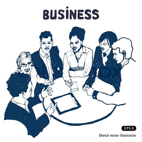 Business Group Portrait Six Business People Working Together Stock