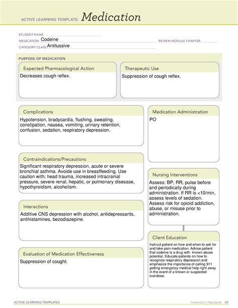 Codeine Med Card Active Learning Templates Therapeutic Procedure A