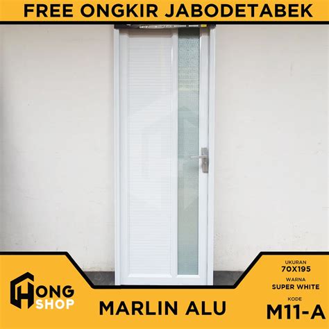 Jual Pintu Aluminium X Marlin Kaca Minimalis Super White