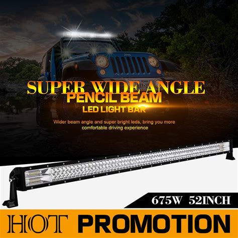 Amazon LED Light Bar WEISIJI 52Inch 675W Triple Row Flood Spot