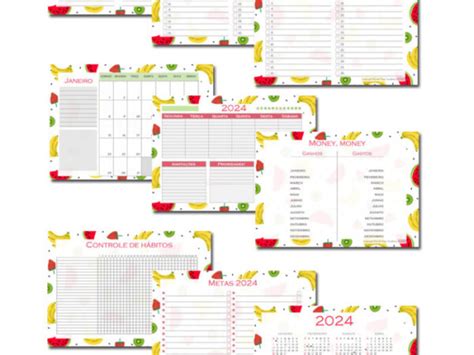 Planner 2024 Horizontal Salada de Frutas Blog Virou Tendência