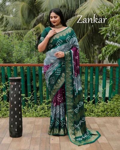 Pure Bandhej Silk Rich Pallu With Zari Weaving Border Or Vjt At Rs