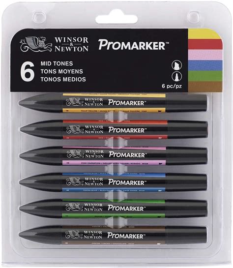 Winsor & Newton ProMarker - Set of 6 - Mid Tones: Amazon.co.uk: Kitchen ...