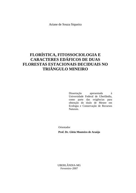 PDF FLORÍSTICA FITOSSOCIOLOGIA E CARACTERES EDÁFICOS DE das