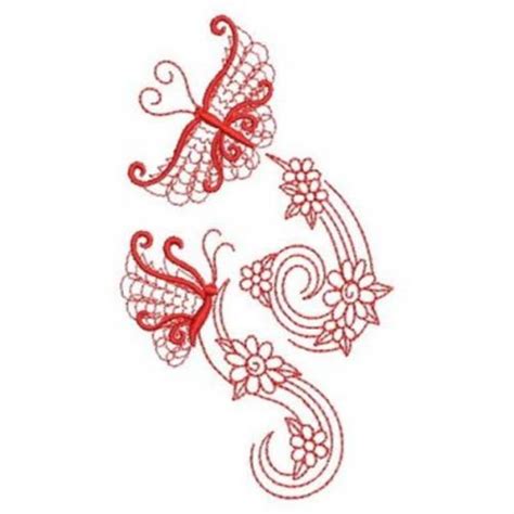 Redwork Butterfly Swirl Machine Embroidery Design Embroidery Library