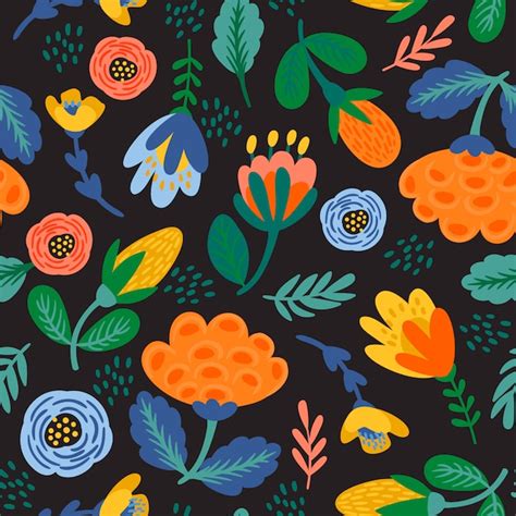 Premium Vector Folk Floral Seamless Pattern Modern Abstract Design