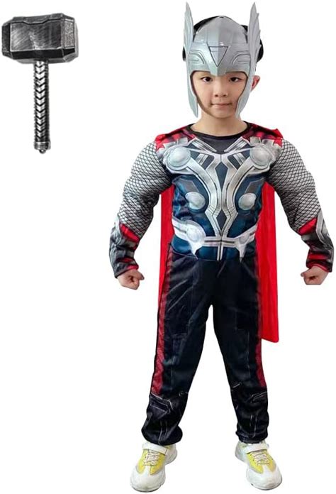 SOLFEJ Disfraz de superhéroe Thor clásico para niños incluye diadema