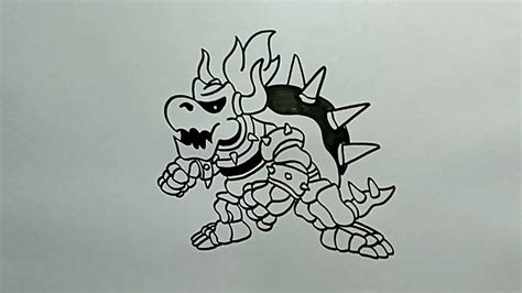 How To Draw Dry Bowser Step By Step Youtube